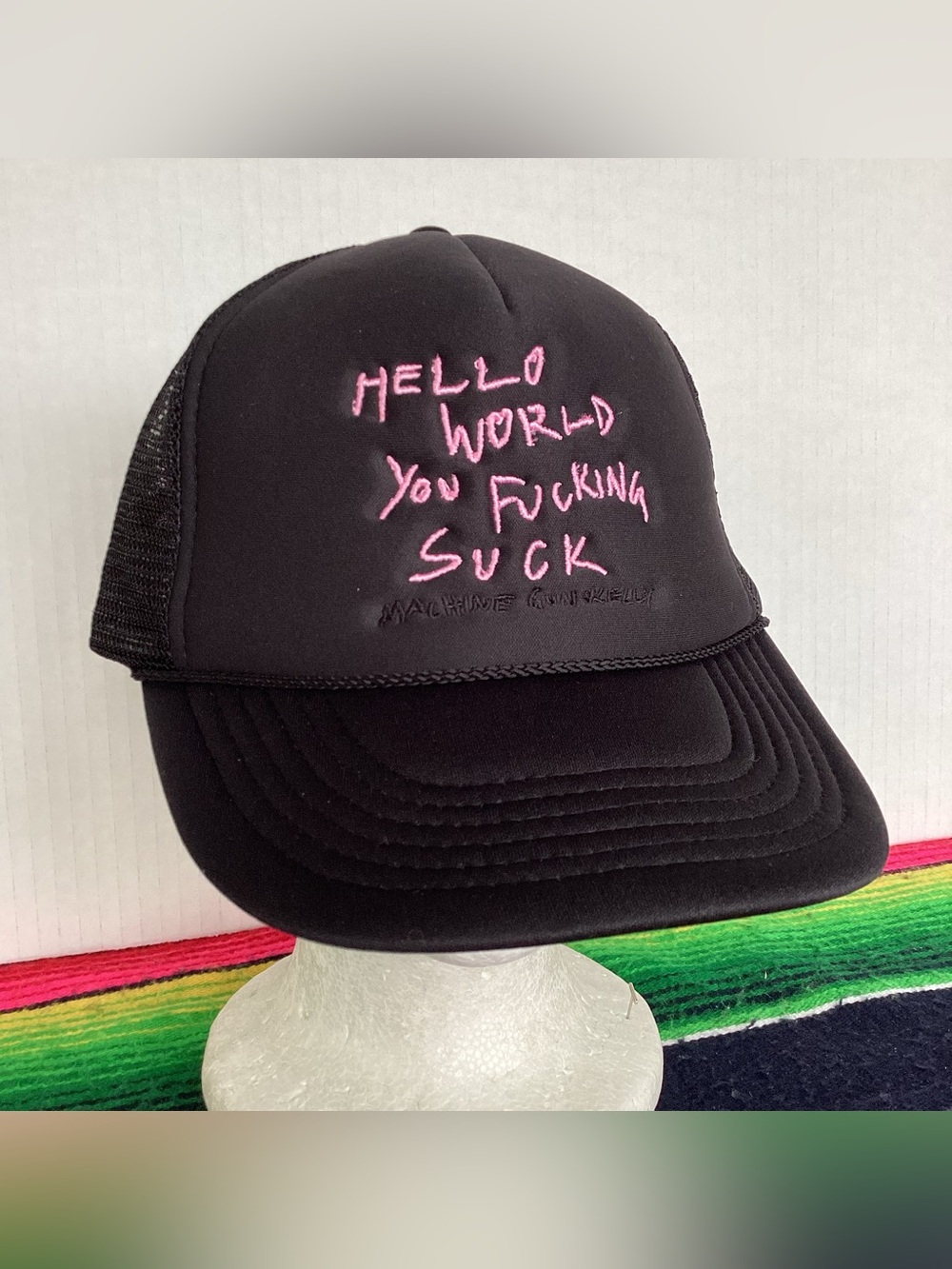 Nissun Machine Gun Kelly Hello World You F*cking suck SnapBack Trucker Hat MGK